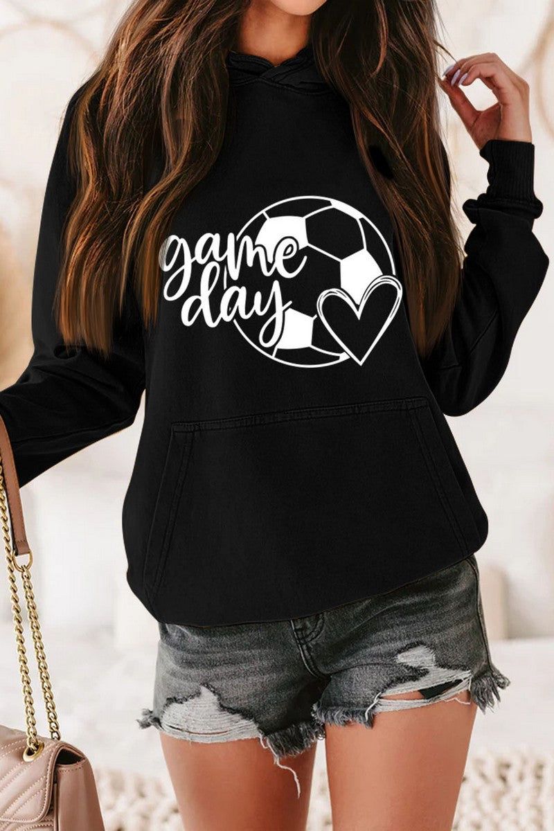 WOMEN GAME DAY SOCCER PRINTING HOODED PULLOVER