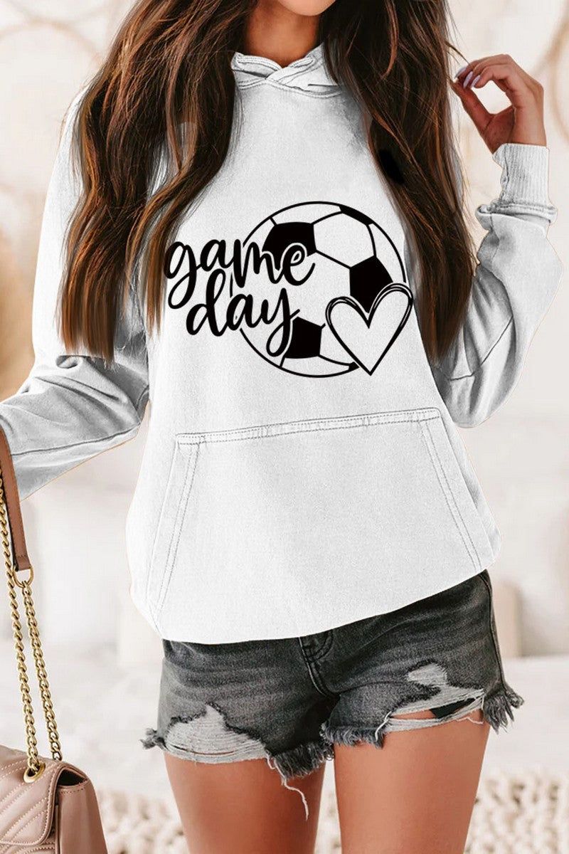 WOMEN GAME DAY SOCCER PRINTING HOODED PULLOVER