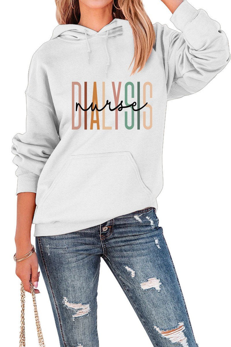 WOMEN COLORFUL LETTERING PULLOVER LOOSE HOODIE