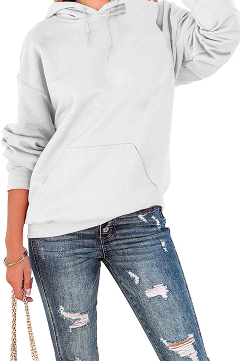 WOMEN OVERSIZE DAILY DRAWSTRING HOODED SWEATSHIRT