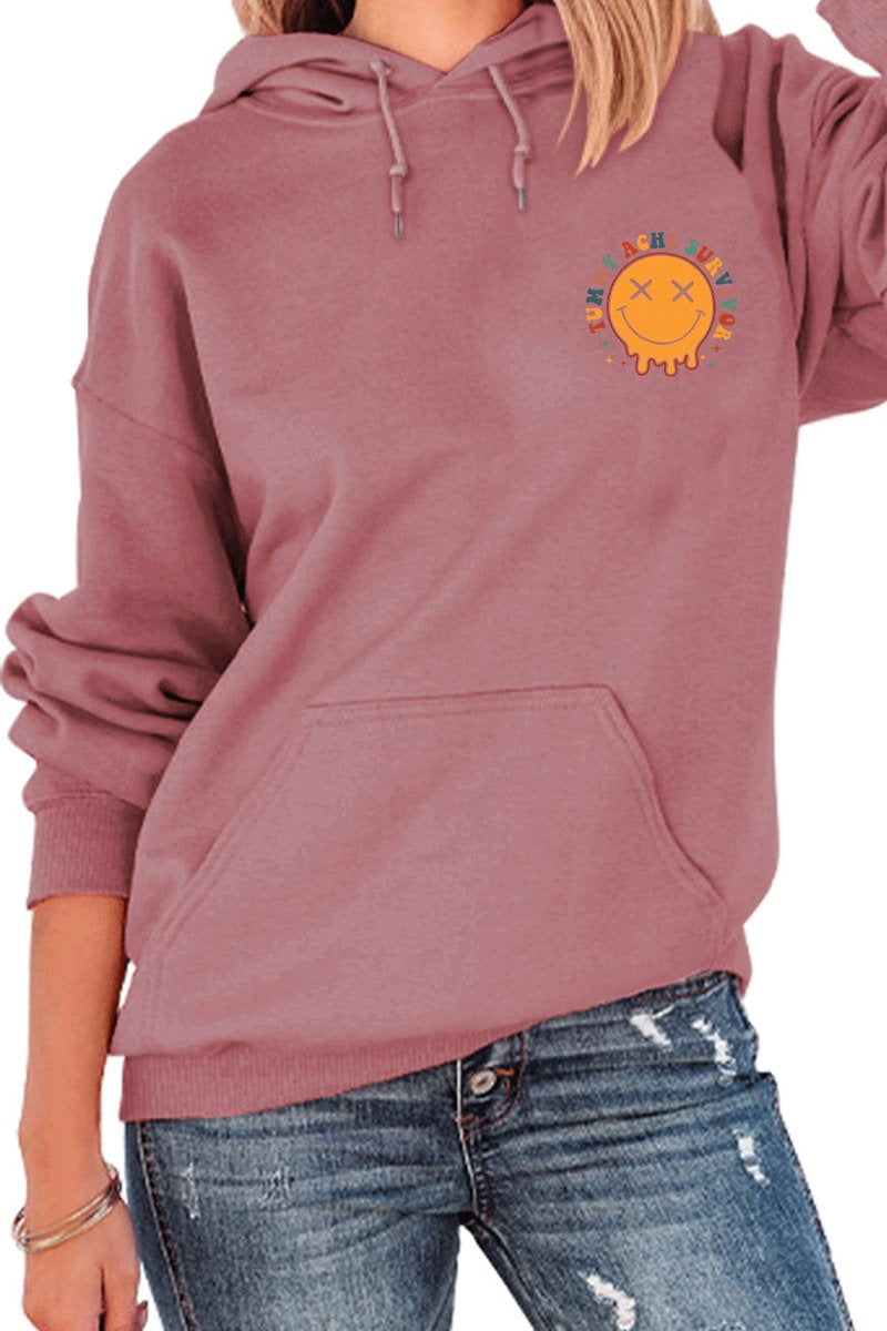 WOMEN SMILE FACE GRAPHIC CASUAL HOODIES