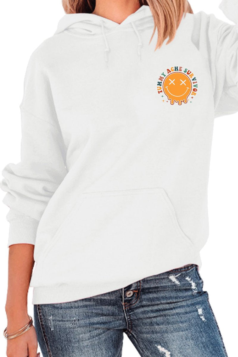 WOMEN SMILE FACE GRAPHIC CASUAL HOODIES