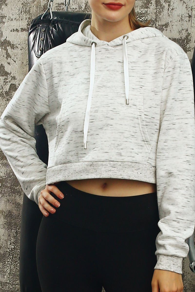 WOMEN'S CASUAL LONG SLEEVE CROP TOPS PULLOVER HOODIE SWEATSHIRTS WITH PLUS SIZE