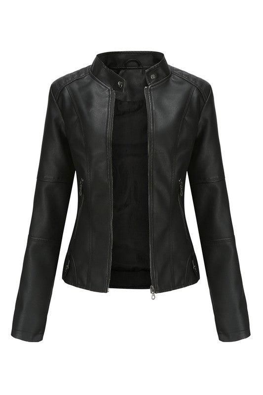 WOMEN’S ZIP UP BIKER JACKET - Doublju