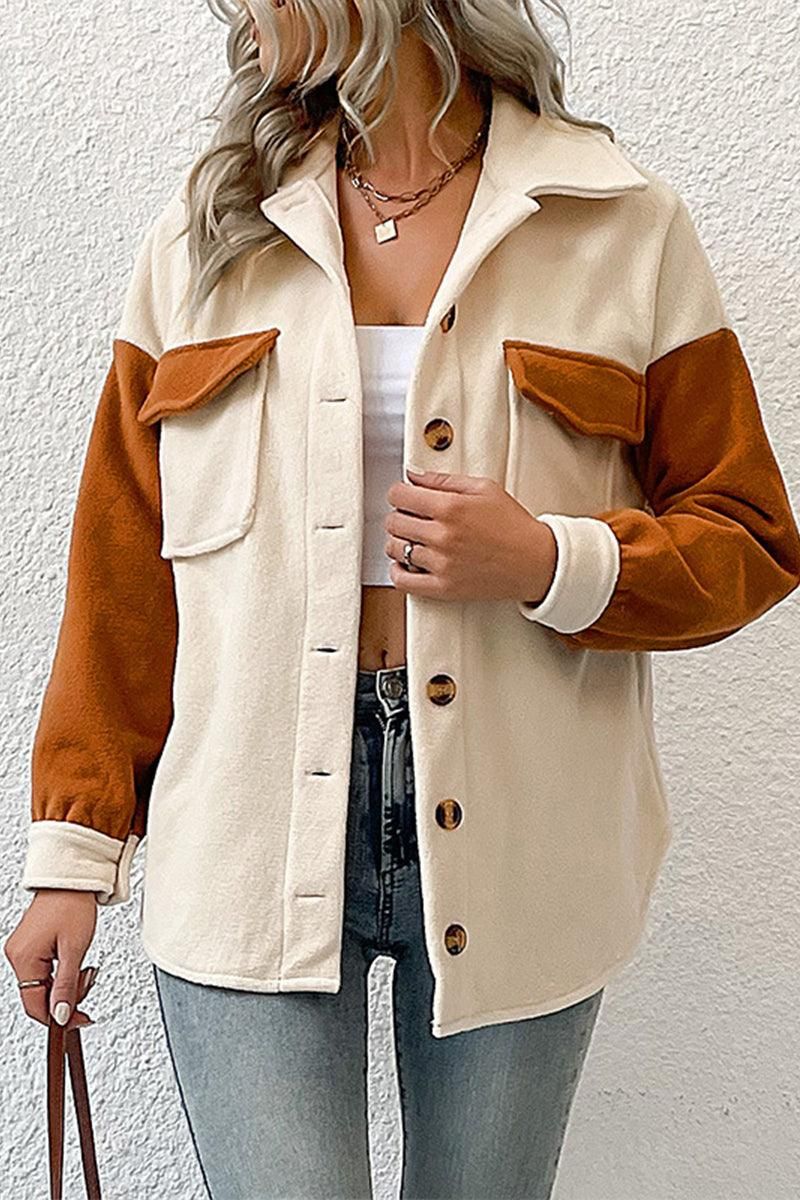 BUTTON DOWN LAPEL JACKET WITH POCKETS - Doublju