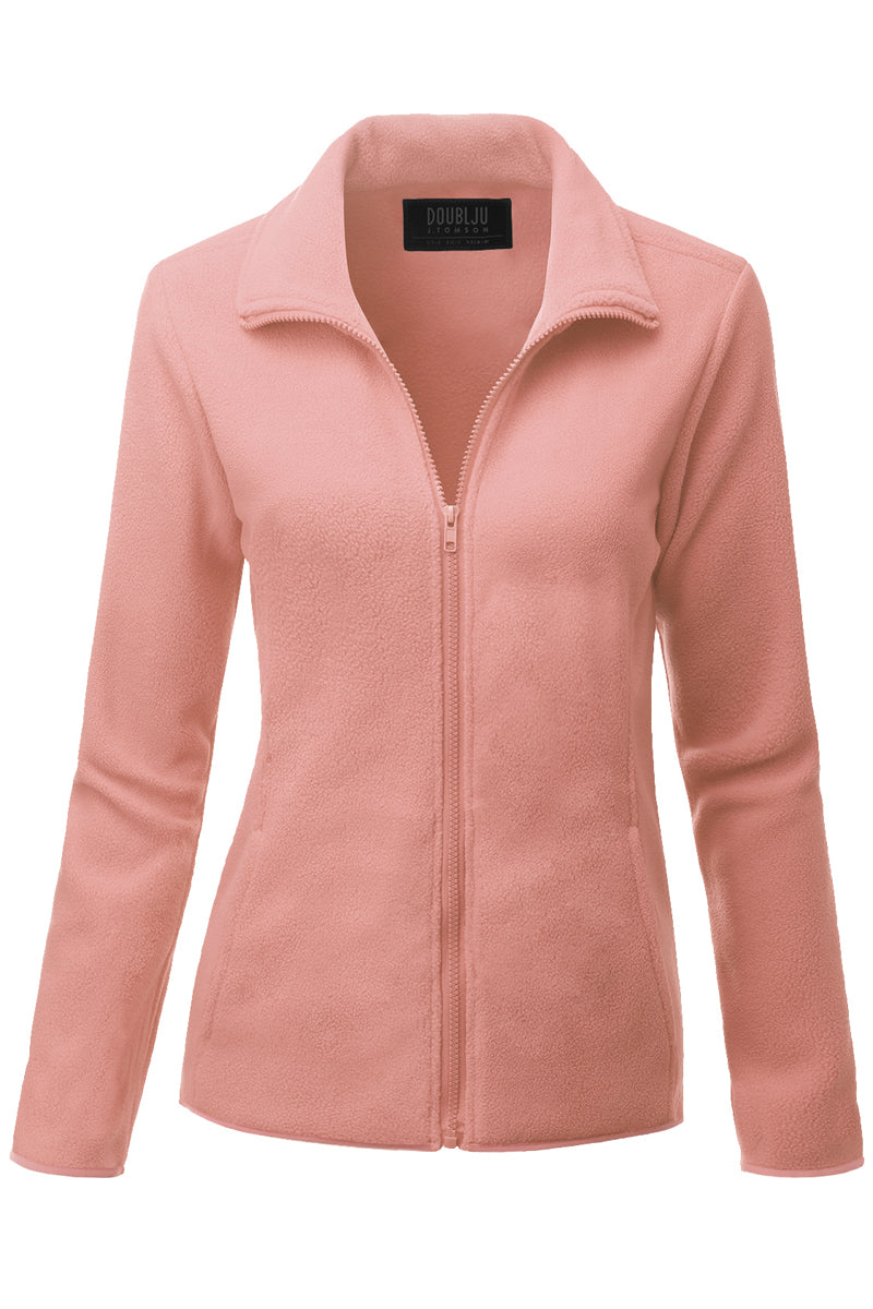 WOMEN'S FULL ZIP UP FLEECE JACKET WITH POCKETS