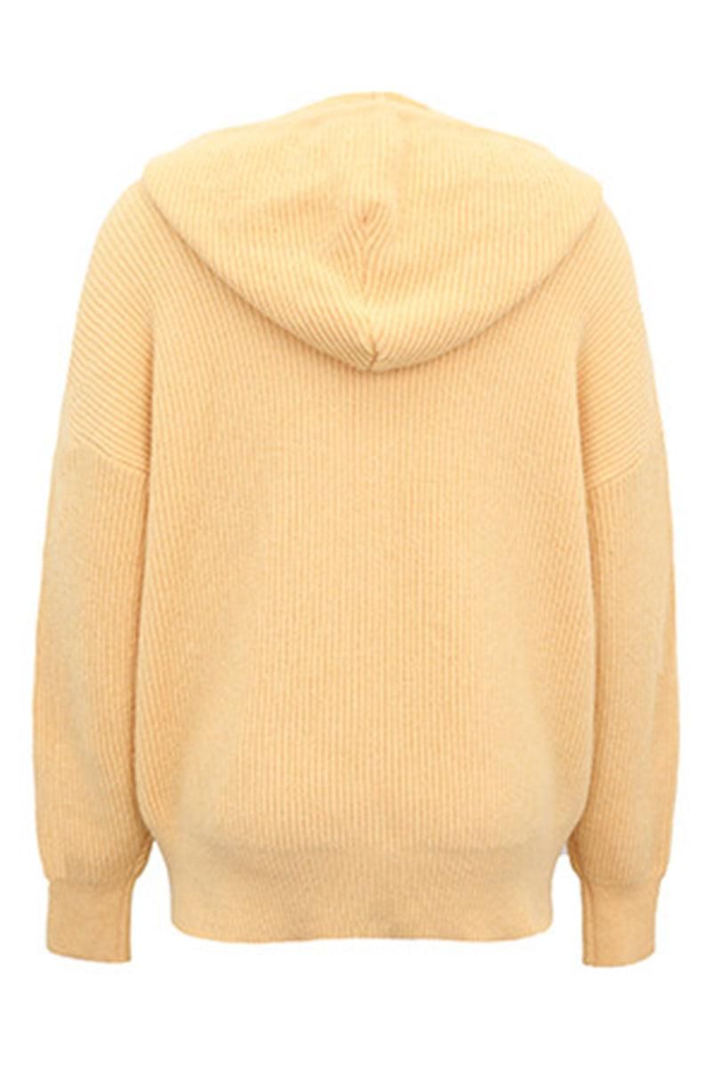 CABLE KNIT HOODED KNIT SWEATER TOP - Doublju