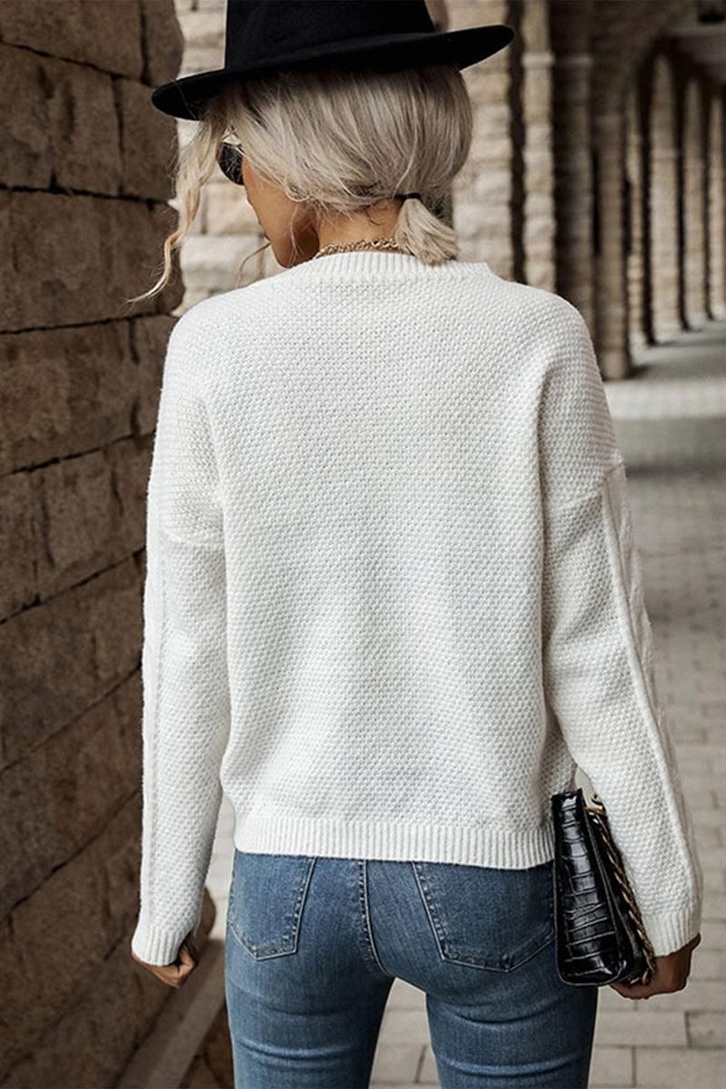 CABLE KNIT DAILY COZY SWEATER - Doublju
