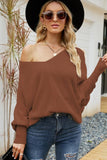 OVERSIZED DEEP V NECK KNITTED SWEATER TOP，100% ACRYLIC，SIZE S(2)-M(2)-L(2)-XL(2)，MADE IN CHINA，WOMEN BLAZER - Doublju
