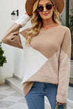 WOMEN RIBBED ROUND NECK KNITTED SWEATER - Doublju