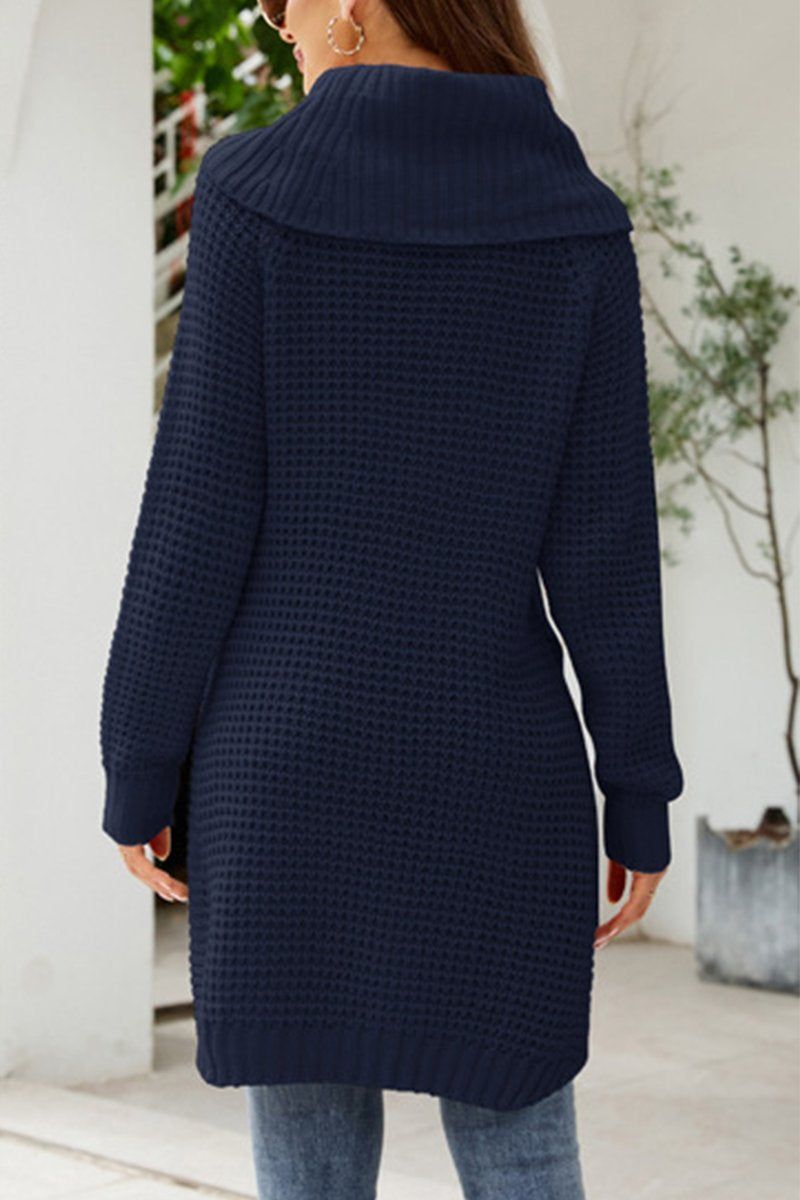 ROLL TURTLE NECK WAFFLE KNITTED FALL WINTER DRESS