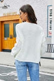 WOMEN EYELET LOOSE FIT OVERSIZED KNIT PULLOVER
