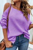 WOMEN KNITTED SHOULDER STRAP LOOSE FIT SWEATER