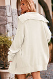 WOMEN OVERSIZED BUTTON CLOSURE HOODED CARDIGAN