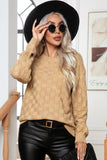 STEREOSCOPIC PLAID CASUAL KNIT SWEATER PULLOVER