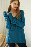 LOOSE FIT CABLE KNIT CASUAL SWEATER - Doublju