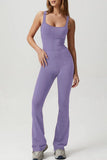 CUT OUT BACK SOLID TIGHT ELASTIC JUMPSUIT