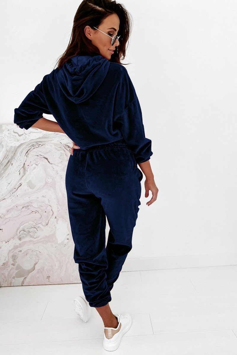 WOMEN COZY HOODED TOP AND DRAWSTRING PANTS SET