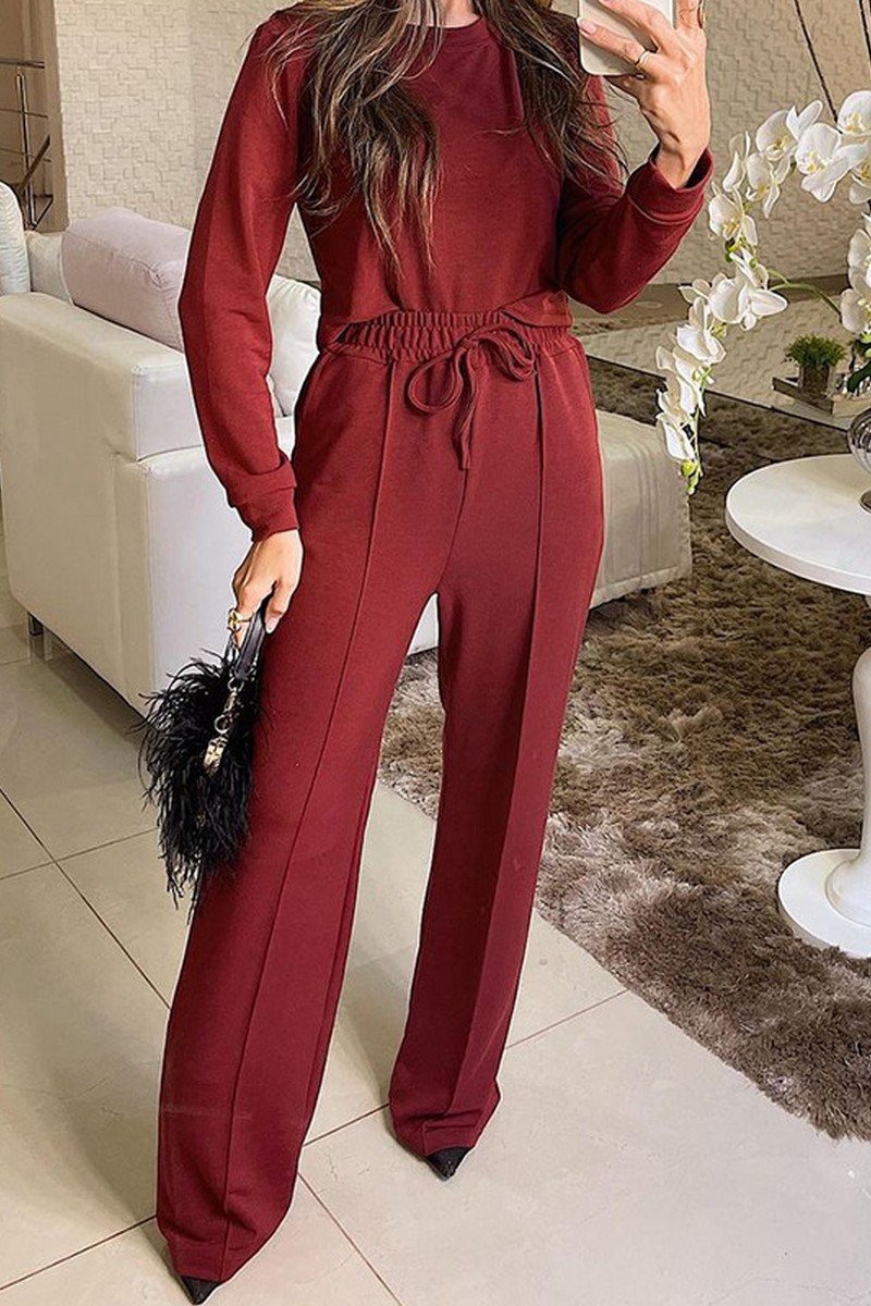 WOMEN CASUAL LONG SLEEVE TOP AND PANTS SET