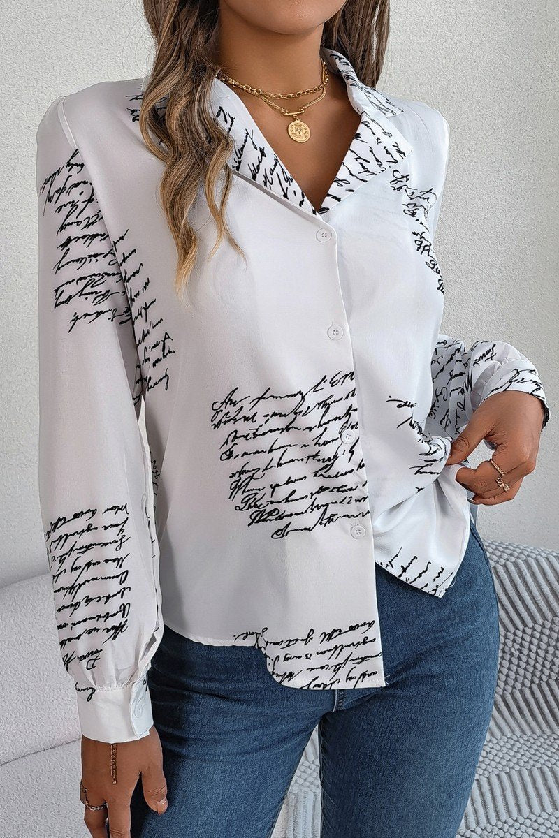 WOMEN LETTER PRINTING SEMI FORMAL OFFICE BLOUSE