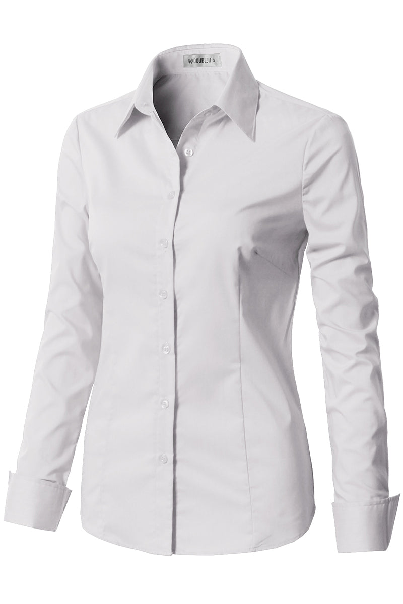 WOMENS BASIC SLIM FIT Y COTTON BUTTON DOWN SHIRTS WITH PLUS SIZE