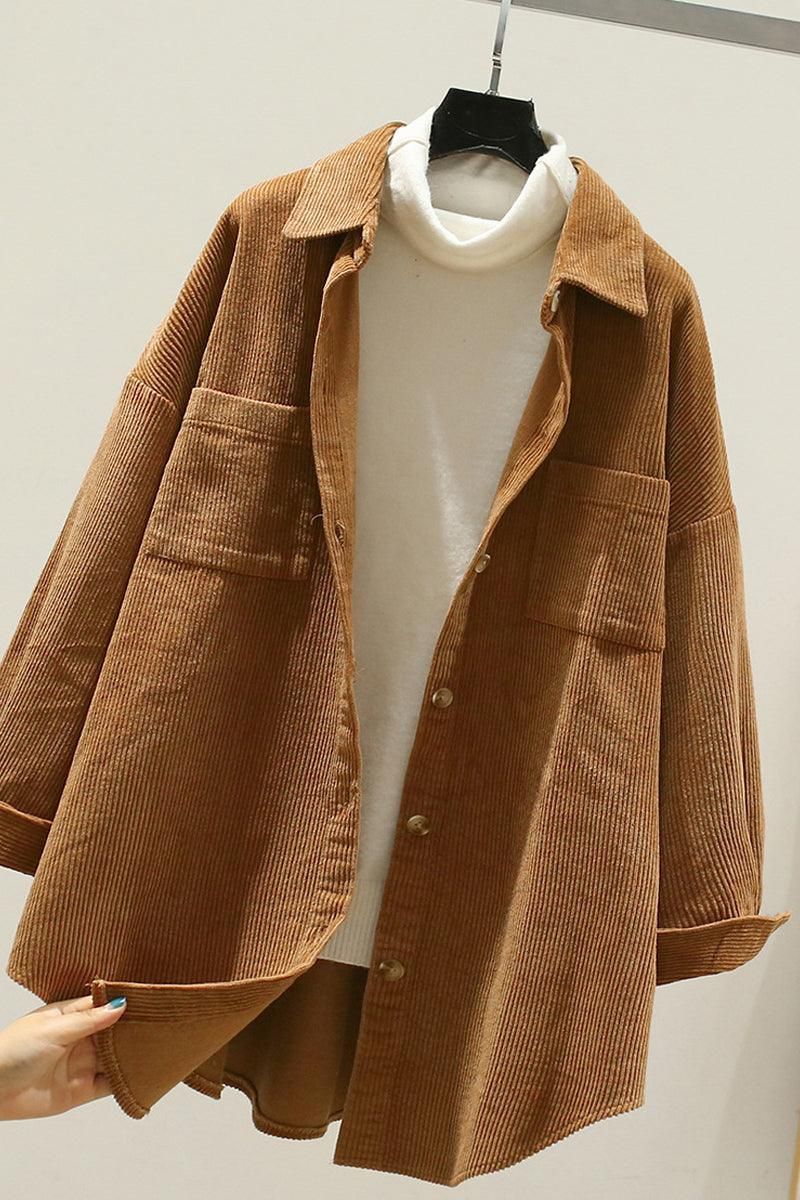 CORDUROY TWO POCKETS SHIRT - Doublju