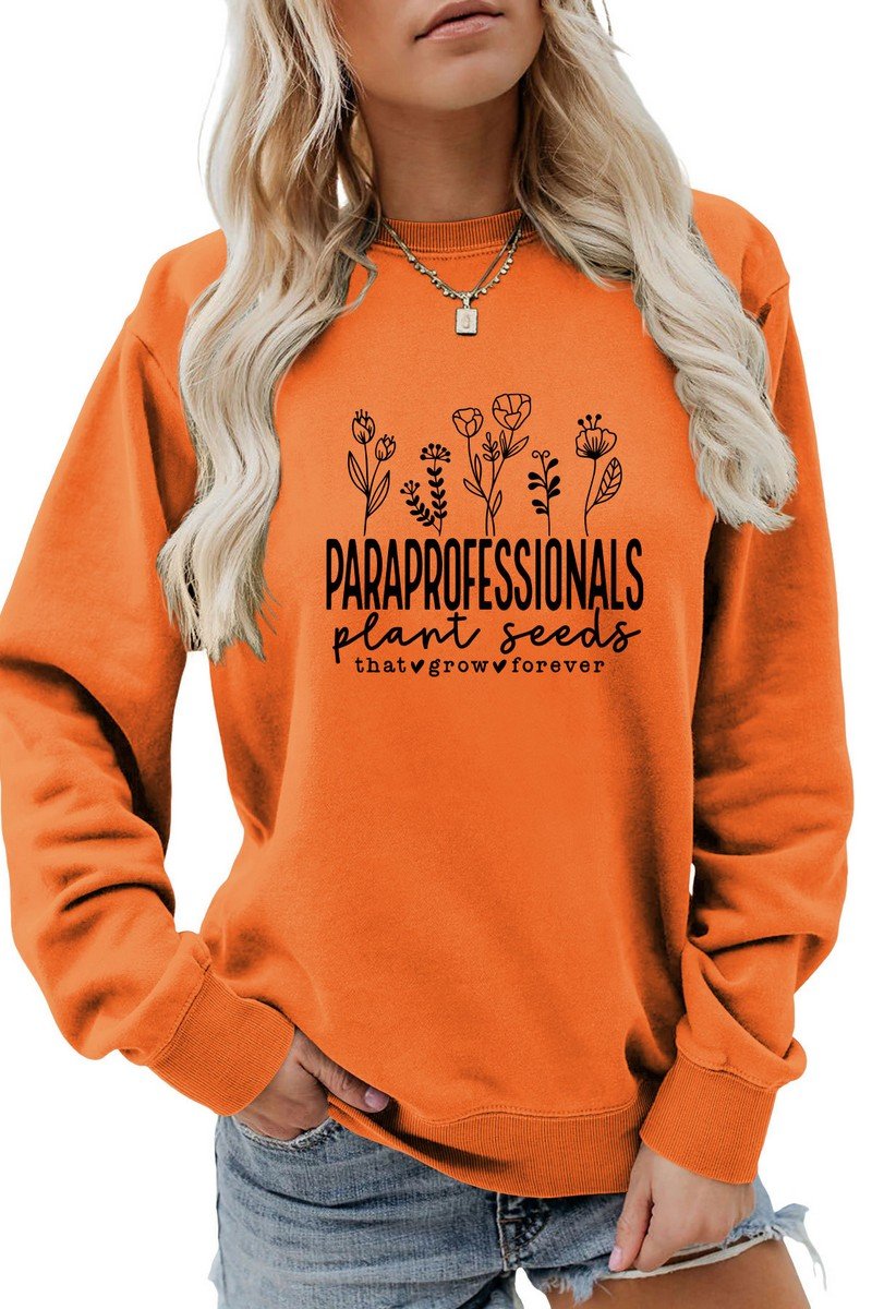 WOMEN LETTER PRINTING LONG SLEEVE PULLOVER TOP
