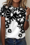 WOMEN FLORAL PRINTING SHORT SLEEVE CASUAL T SHIRT