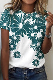 WOMEN FLORAL PRINTING SHORT SLEEVE CASUAL T SHIRT