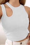 RIBBED CUT OUT SLEEVELESS CREW NECK TANK TOP