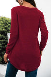SOLID COLOR SIDE BUCKLE KNITTED LONG SLEEVE TOP - Doublju