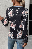 WOMEN ROUND NECK FLORAL PRINTING LONG SLEEVE TEE