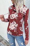 WOMEN TURTLE NECK FLORAL PRINTING PULLOVER TEE