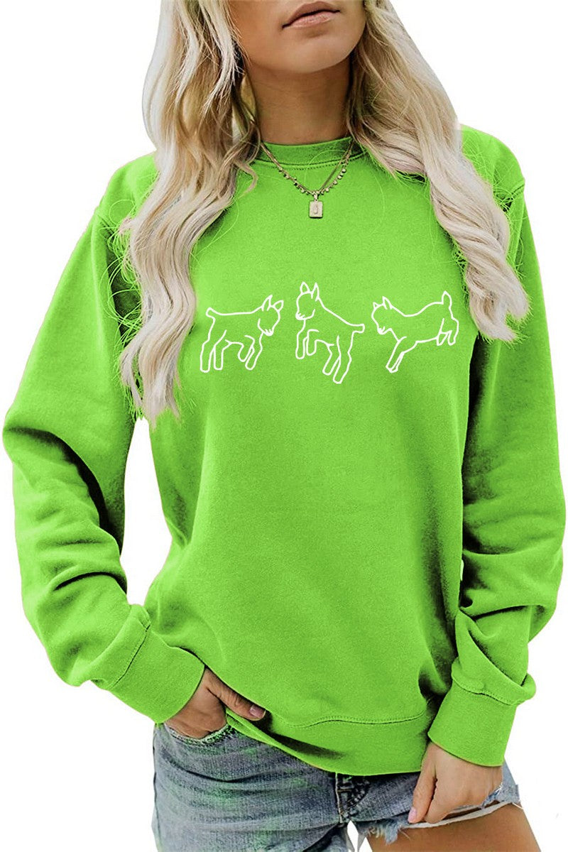 WOMEN CUTE PRINTING LONG SLEEVE FW PULLOVER TEE