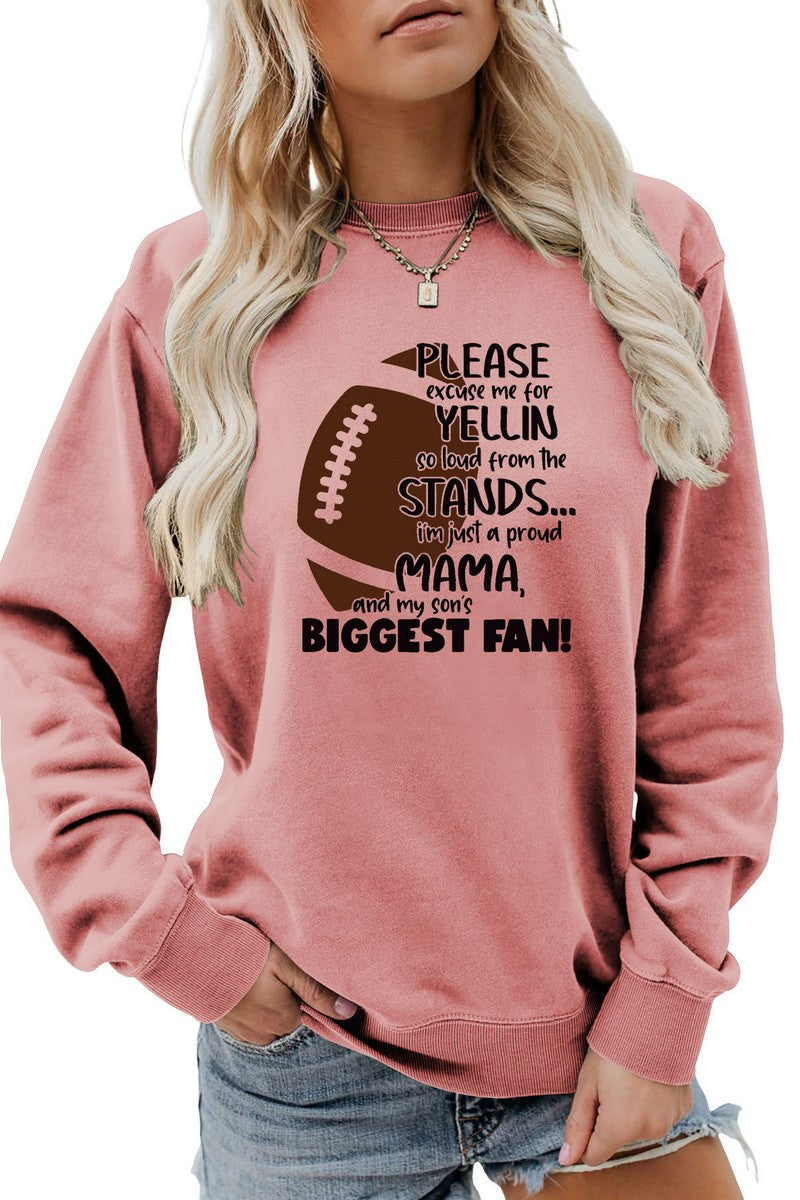 WOMEN GAME DAY PRINTING LONG SLEEVE PULLOVER