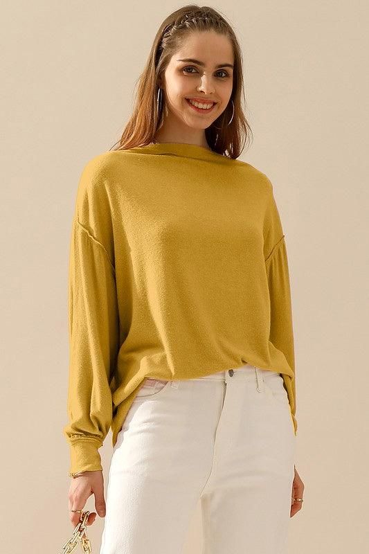 BOAT NECK PULLOVER SWEATER KNIT TOP WITH RAW SEAM - Doublju