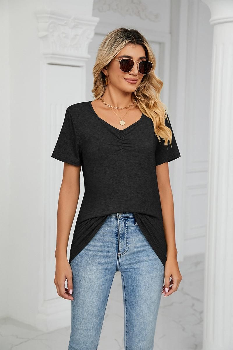 SUMMER PLEATED NEW CASUAL TOP - Doublju