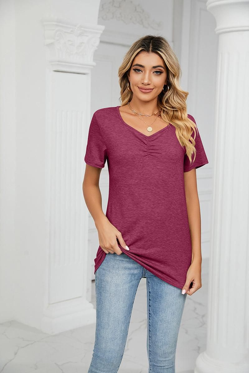 SUMMER PLEATED NEW CASUAL TOP - Doublju