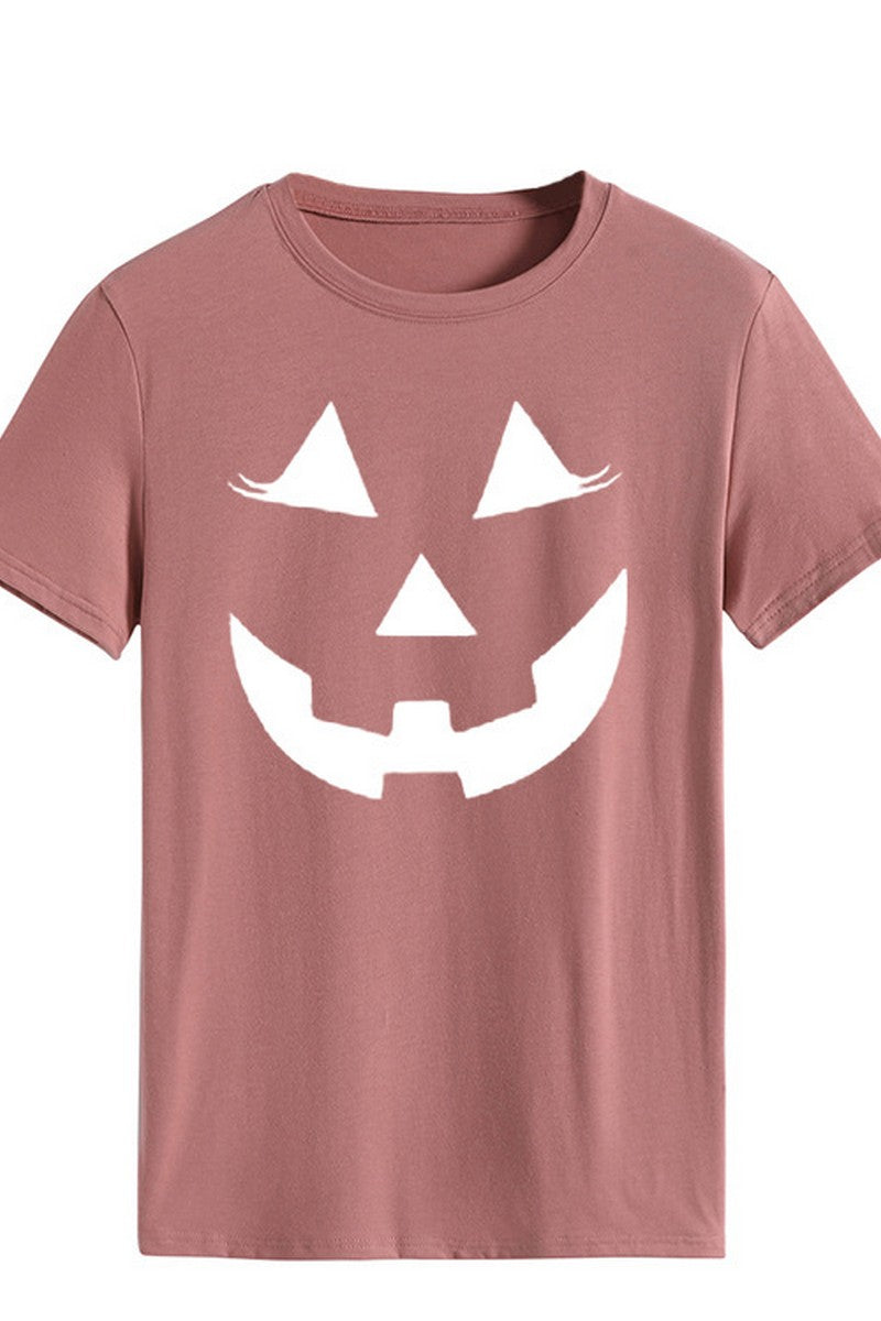 WOMEN LOOSE FIT HALLOWEEN PRINTING SHORT T SHIRT