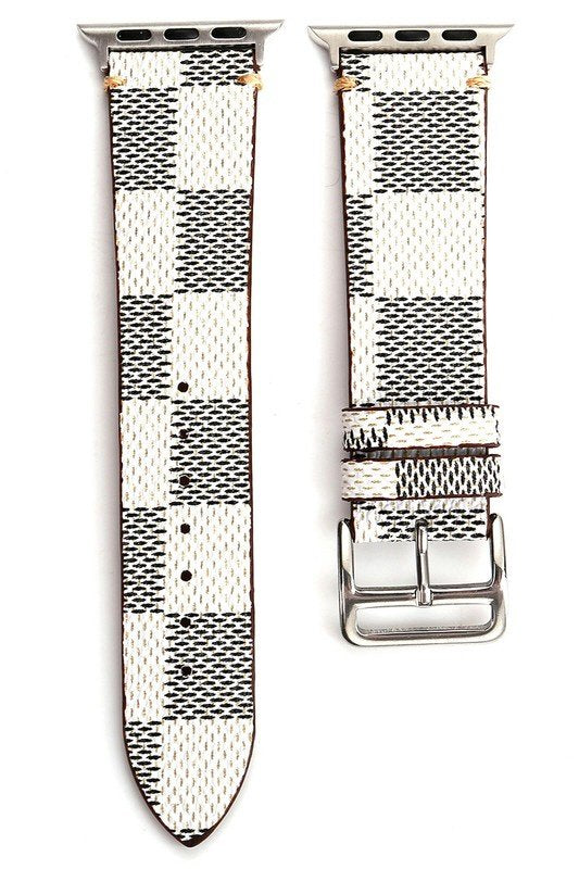 PLAID PATTERN LEATHER BAND FOR APPLE WATCH